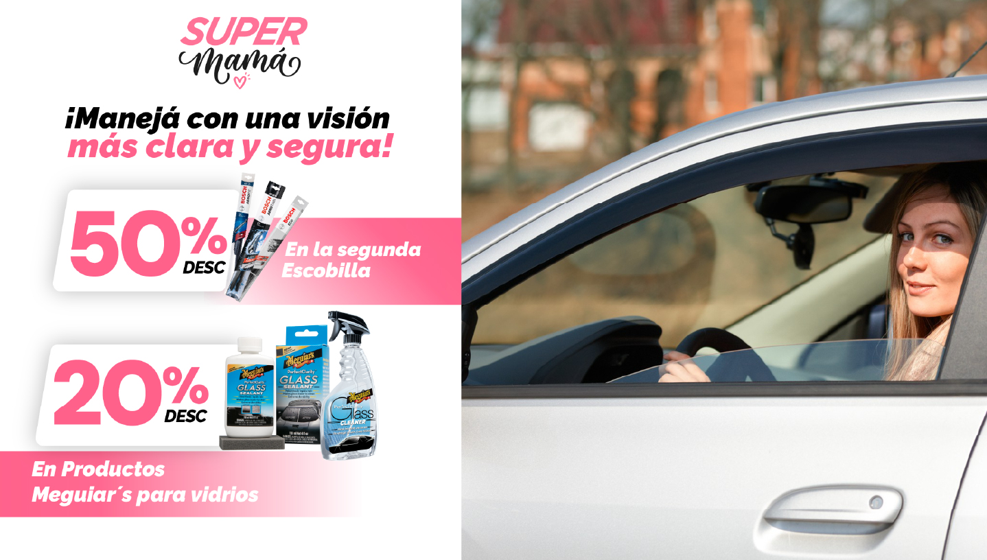 50% en la segunda  escobillas y 20% en cualquiera de los productos de vidrios meguiar's ( g8504-01 - imagen